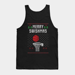 Merry Swishmas Funny Basketball Ugly Christmas Sweater Gift Tank Top